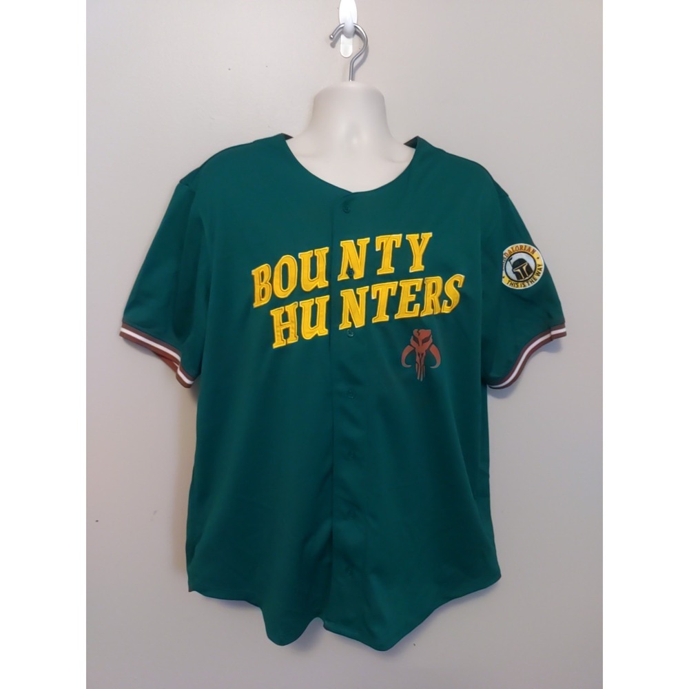 Our Universe Star Wars Bounty Hunters Boba Fett Baseball Green Jersey Men XL